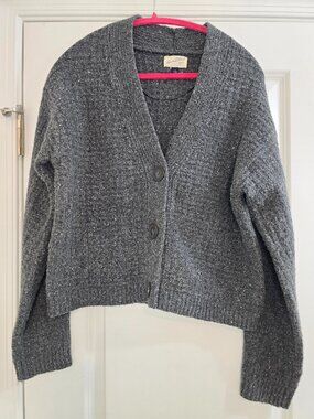Universal Thread Button-Front Chunky Knit Cardigan - Charcoal